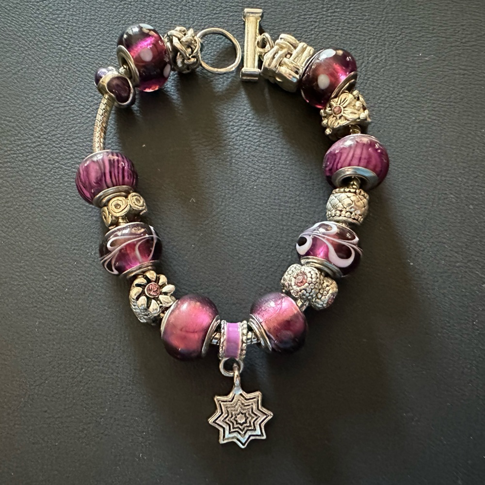 Willabee And Ward “Purple Passion” Charm Bracelet Size 8”